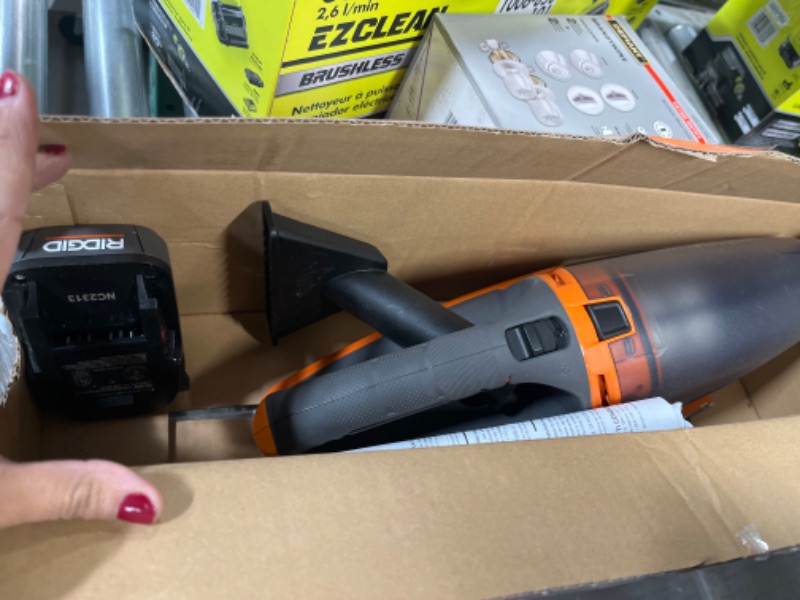 Photo 1 of RIDGID 18V Cordless Hand Vacuum Kit with 2.0 Ah Battery and Charg