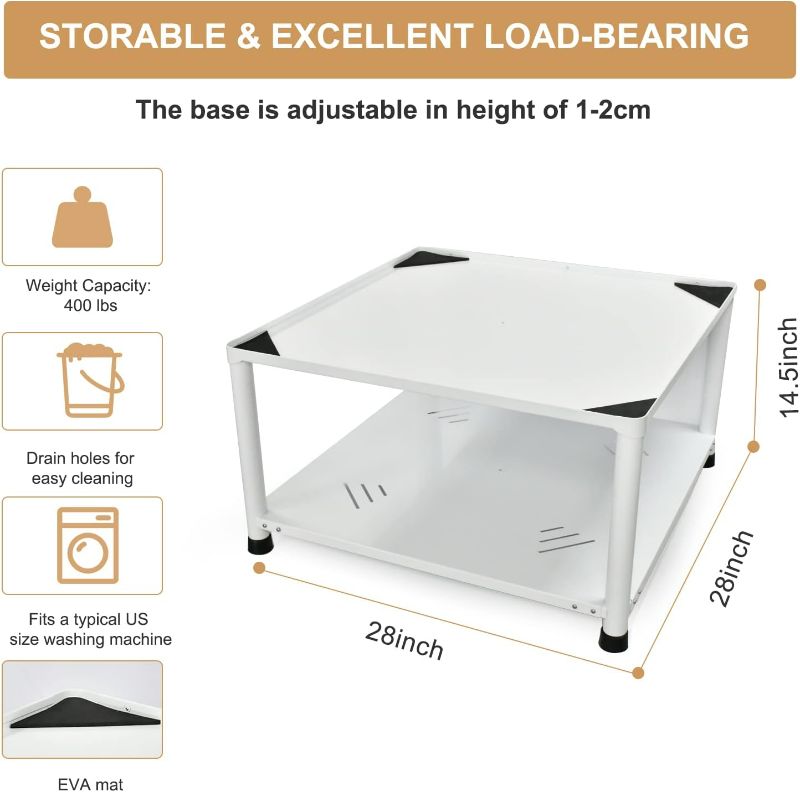 Photo 4 of (READ NOTES) CMXIKJ Universal Laundry Pedestal, Adjustable Height Stainless Steel Base with Storage Shelf, Fit Pedestal for Washer and Dryer