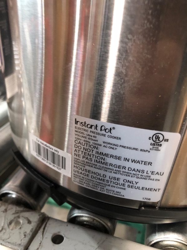 Photo 5 of [FOR PARTS, READ NOTES]
Instant Pot Ultra, 10-in-1 Pressure Cooker, Slow Cooker, Rice Cooker, Yogurt Maker, Cake Maker, Egg Cooker, Sauté 
NONREFUNDABLE