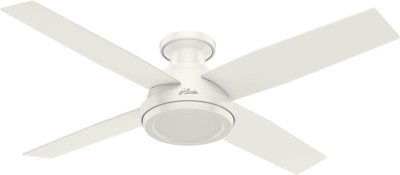 Photo 2 of ***Parts Only***Hunter Fan Company 59248 Dempsey Indoor Low Profile Ceiling Fan with Remote Control, 52", Fresh White Finish