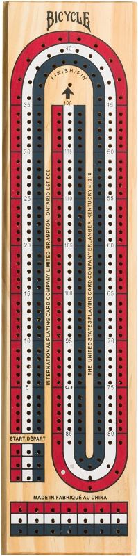 Photo 1 of Bicycle 3-Track Color Coded Wooden Cribbage Board Games