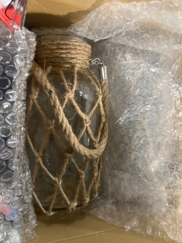 Photo 2 of  Rope Net Dry Flower Glass Vase Wicker Vase Rustic Hanging Mason Jar Rope SET OF 2