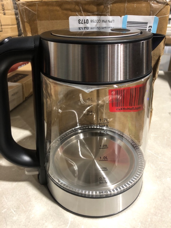 Photo 2 of * used * see all images * 
Amazon Basics Electric Glass and Steel Hot Tea Water Kettle,