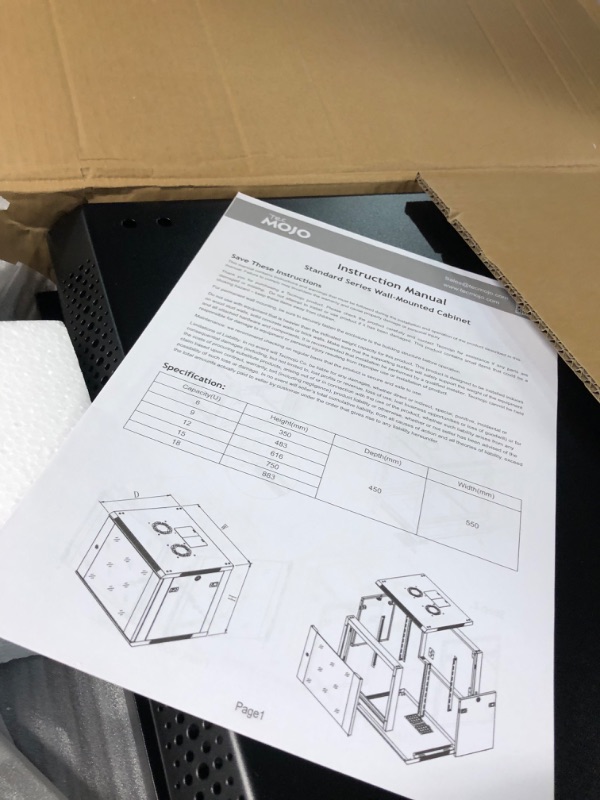 Photo 2 of Tecmojo 12U Wall Mount Rack Network Cabinet for 19”IT Equipment,with Lockable Mesh Door and Side Panels,Cooling Fan,Black 