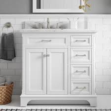 Photo 1 of ***DAMAGED - CRACKED - SEE PICTURES***
allen + roth Roveland 36-in White Undermount Single Sink Bathroom Vanity with Natural Carrara Marble Top, 36-In W x 22-In D x 39-In H