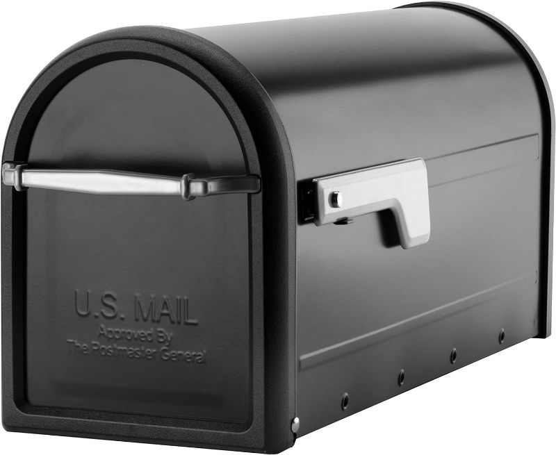 Photo 1 of Architectural Mailboxes 8950B-10 Chadwick Postmount Mailbox, Large, Black & Plastic Mailbox Mounting Bracket, PLMB0060