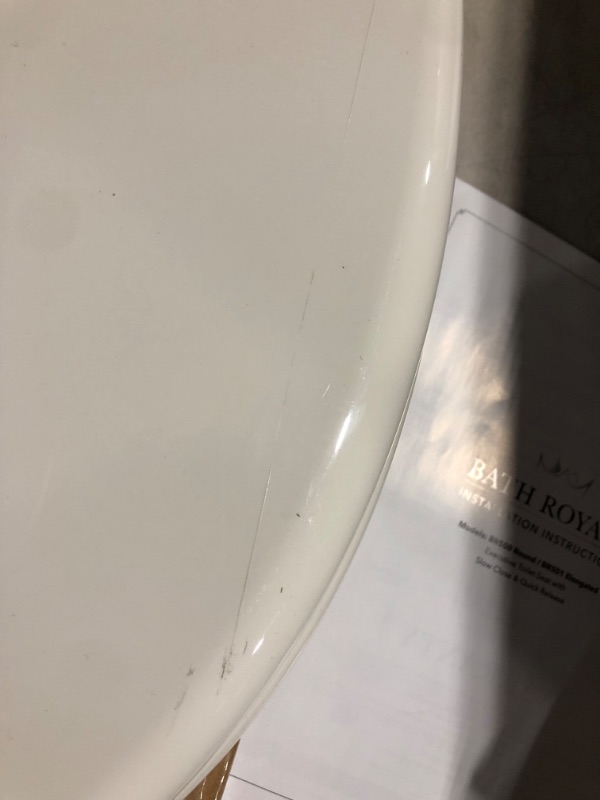 Photo 5 of ***DAMAGED - SCRATCHED - SEE PICTURES***
Soft Close Toilet Seat Round with Lid BR500-00 White by Bath Royale White Round Heavy-Duty