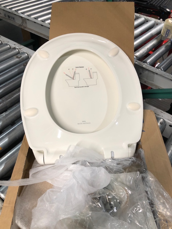 Photo 3 of ***DAMAGED - SCRATCHED - SEE PICTURES***
Soft Close Toilet Seat Round with Lid BR500-00 White by Bath Royale White Round Heavy-Duty