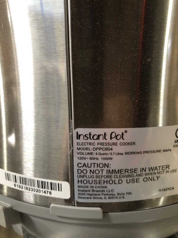 Photo 5 of ***HEAVILY USED AND DIRTY - POWERS ON - UNABLE TO TEST FURTHER***
Instant Pot Duo Plus, 6-Quart Whisper Quiet 9-in-1 Electric Pressure Cooker