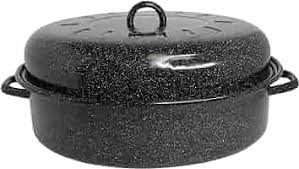 Photo 1 of (READ NOTES) Mirro 18" Black Covered Oval Roaster with Lid