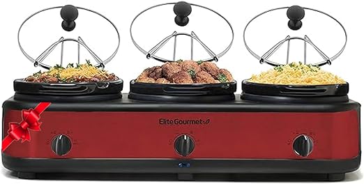 Photo 1 of 
Elite Platinum Triple Slow Cooker  3 x 2.5 Qt Capacity, Red
