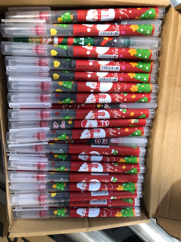 Photo 2 of Qilery 100 Pcs Christmas Pens Bulk Santa Snowman Gel Ink Pens Christmas Trees Holiday Ballpoint 