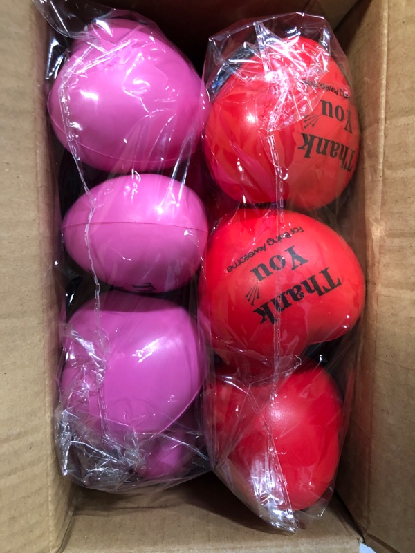 Photo 2 of 18 Pcs 2.76'' Valentine's Day Heart Stress Balls Heart Shaped Squeeze Smile Face Heart Ball  (Red, Pink)