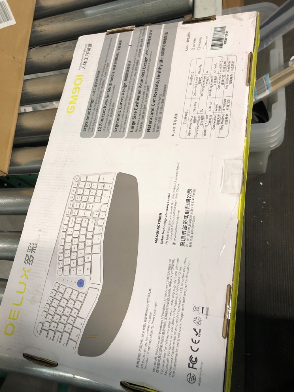 Photo 2 of Wireless Ergonomic Split Keyboard with Cushioned Palm Rest Against Carpal Tunnel, DELUX [Standard Ergo] Keyboard Series, Multi-Device Connection, Compatible with Windows, Mac OS (GM901D-White)