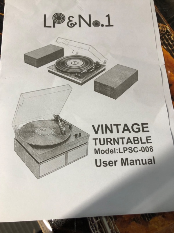 Photo 2 of **PARTS ONLY NO REFUNDS** Vinyl Record Player, Vinyl Turntables with Dual Stereo Bookshelf External Speakers, Adjustable 3-Speed Belt-Drive Turntable, LP Player with RCA, Auto Stop?Cement Ash