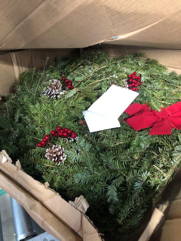 Photo 2 of (READ NOTES) Worcester Wreath Co. Fresh-Cut Classic Maine Balsam 30-inch Wreath (DRIED) 