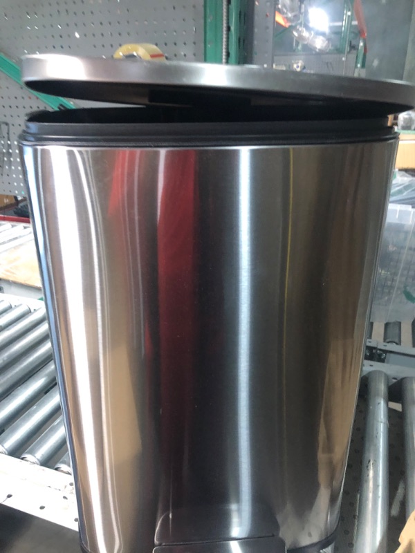 Photo 2 of **LID BROKEN AT HINGE SEE PHOTOS**
QUALIAZERO 50L/13Gal Heavy Duty Hands-Free Stainless Steel Step Trash Can