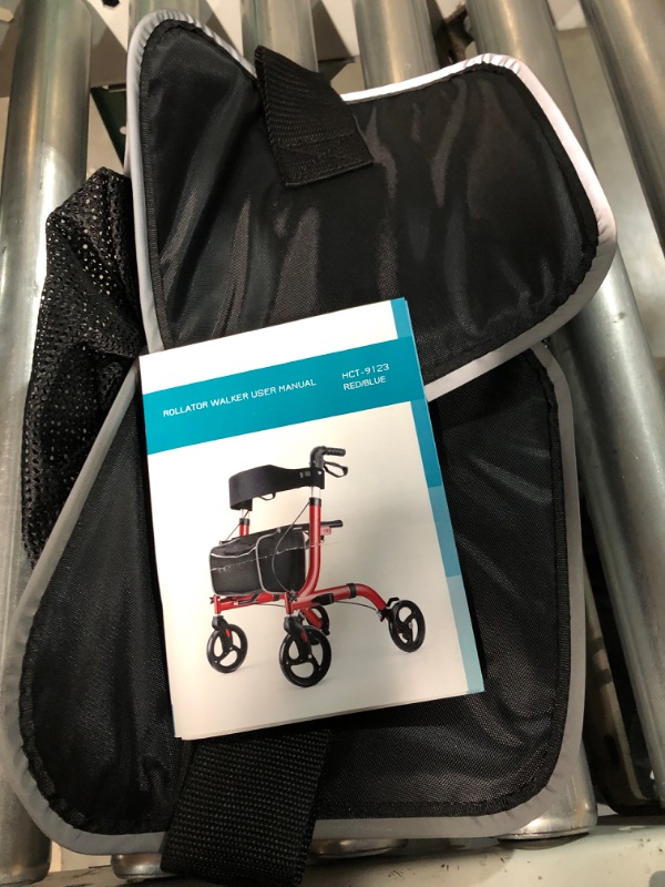 Photo 3 of **READ NOTES BELOW**RINKMO Rollator Walkers- Rollator Walker with Seat 8" Wheels- Easy Folding RED