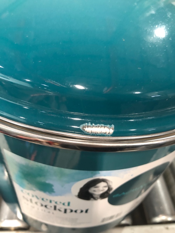 Photo 3 of **SCRAPING ON LID - SEE PHOTOS**
Rachael Ray Enamel on Steel Stock Pot/Stockpot with Lid, 12 Quart, Marine Blue Marine Blue Pot/Stockpot