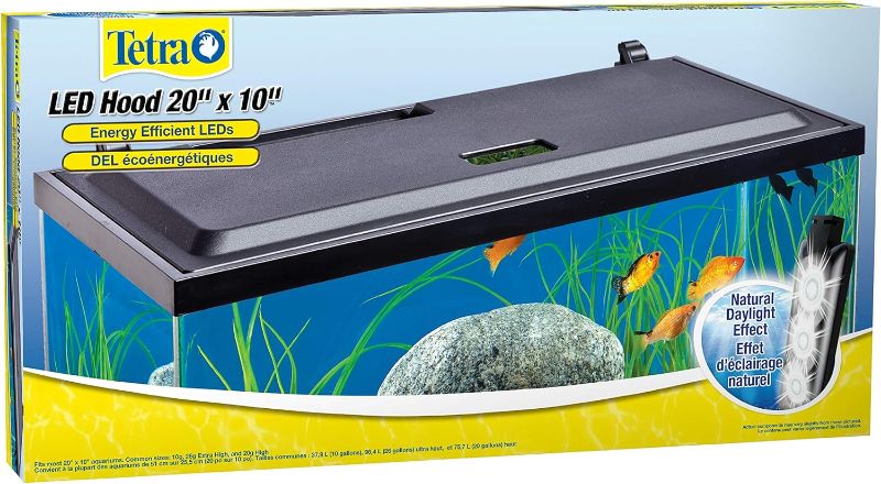 Photo 1 of Tetra LED Hood 19.3125 Inches By 9.375 Inches By 2.5 Inches, Low-Profile aquarium Hood With Hidden Lightin, Plastic