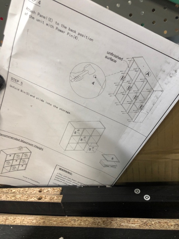 Photo 4 of **MINOR DAMAGE SEE NOTES**
Furinno 13207EX/BK Simplistic 9-Cube Organizer with Bins