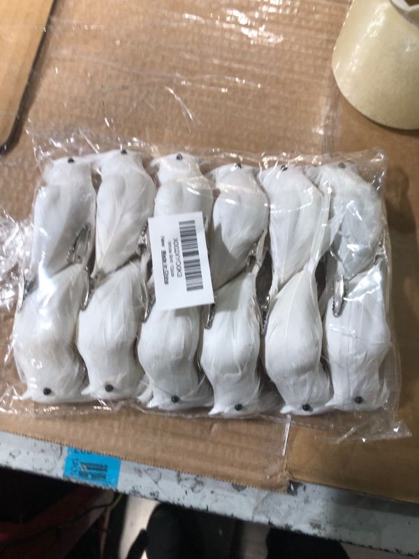 Photo 2 of * nonrefundable* NERKT 12Pcs Artificial White Doves, White Feathered Mini Birds  2packs