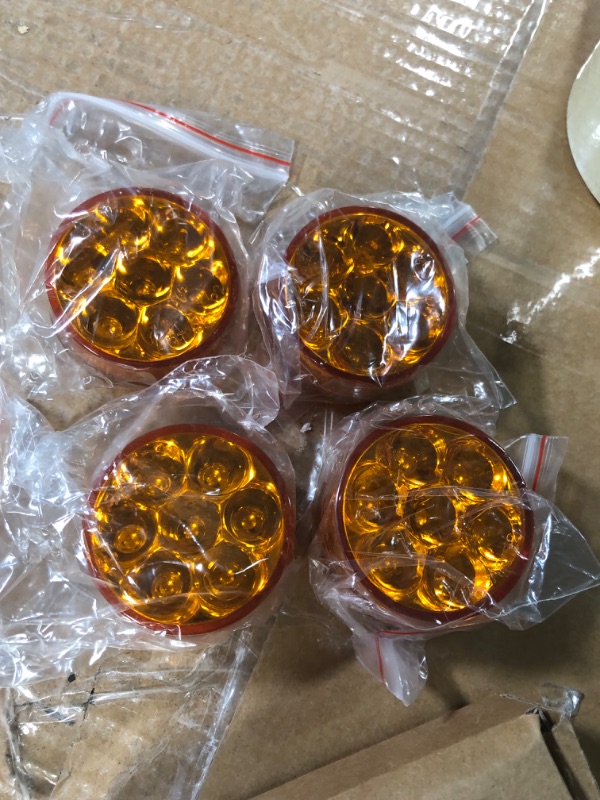 Photo 3 of 2" Round Truck Side Light Amber 7 LED Trailer Side Marker 