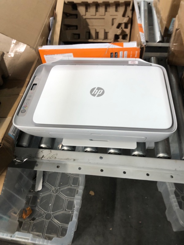Photo 1 of HP DeskJet 2755e Wireless Color All-in-One Printer with bonus 6 months Instant Ink (26K67A), white