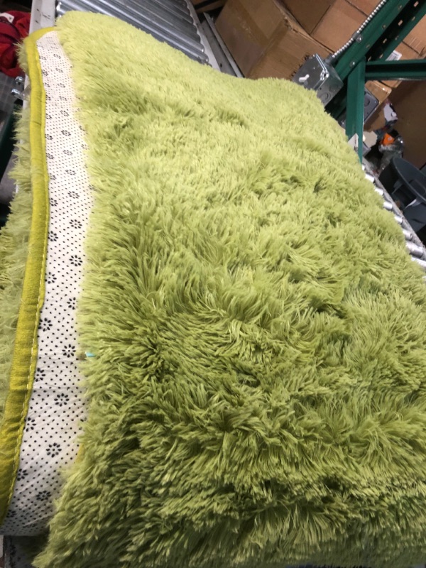 Photo 2 of Ompaa Green 8x10 Feet Large Area Rugs Fluffy Living Room Carpet, Wall to Wall Big Shag Grass Green Rug for Bedroom Kids Playroom Classroom Nursery Home Office Decor