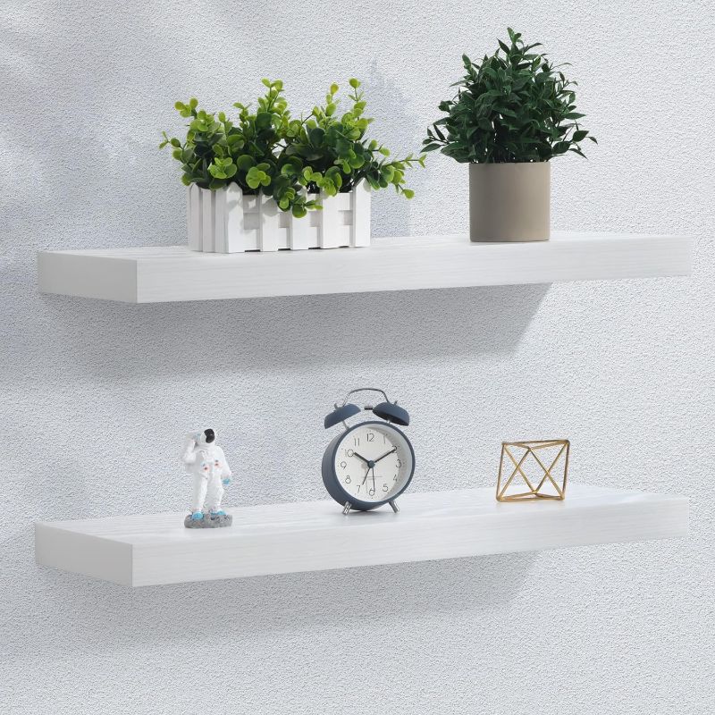 Photo 1 of ***STOCK IMAGE FOR SAMPLE****
Floating Shelf - Rustic Wooden Wall Shelf - Wall Mounted Storage Shelf with Invisible Brackets - Extra Deeper & Thicker for Living Room, Bedroom, Kitchen, Farmhouse - 36" L x 9" D - White White 1 PIECE