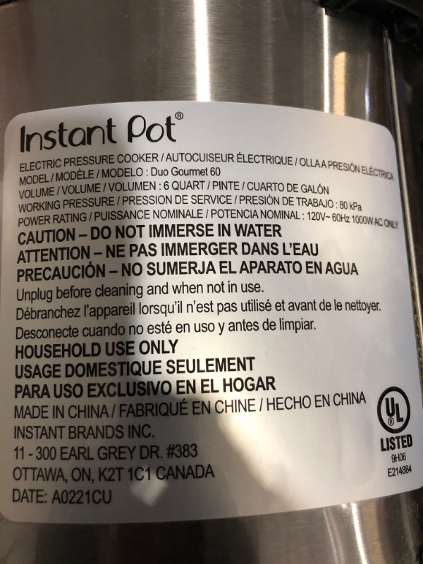 Photo 5 of * not functional * sold for parts/repair * 
Instant Pot Duo Plus 9-in-1 Electric Pressure Cooker, Slow Cooker, Rice Cooker, Steamer, Sauté