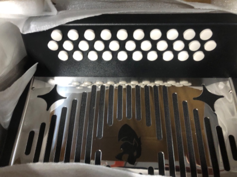 Photo 6 of ****PARTS ONLY****

Hohner Accordions Hohner Panther F/B/E 3-Row Diatonic Accordion 3100FB - Black Bundle with Hohner Strap, Mini Harmonica, Juliet Music Polish Cloth & Piano Key Stickers