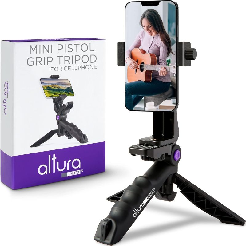 Photo 1 of Altura Photo Tripod for iPhone - Phone Stabilizer & Cell Phone Tripod w/Ergonomic Stable Grip - 360 Degree Rotating Phone Holder iPhone Tripod Stand - Stocking Stuffers iPhone Tripod
