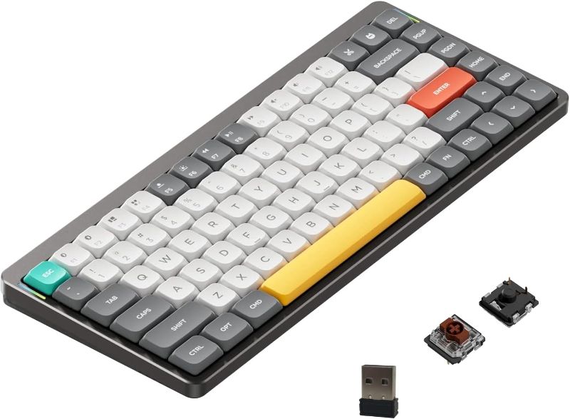 Photo 1 of nuphy Air75 Mechanical Keyboard, 75% Low Profile Wireless Keyboard, Supports Bluetooth 5.0, 2.4G and Wired Connection, Compatible with Windows and Mac OS Systems-Gateron Brown Switch