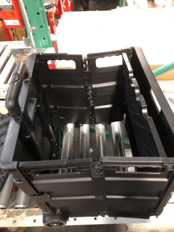 Photo 3 of Office Depot Mobile Folding Cart with Lid, 16in.H x 18in.W x 15in.D, Black, 