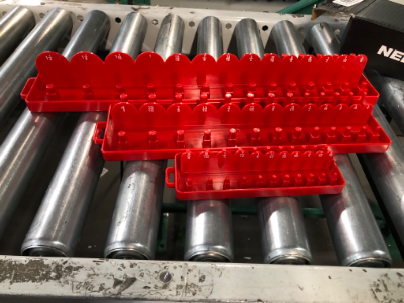 Photo 1 of NEIKO Socket Set Tray Organizer Case with Double Rows 3 Piece 1/4, 3/8, and 1/2 Drive Socket Set Organizer