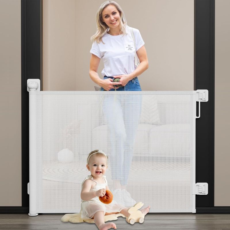 Photo 1 of Babepai Baby Gate for Stairs  Punch Free Retractable Baby Gates Extends to 54" Wide 34" Tall, 