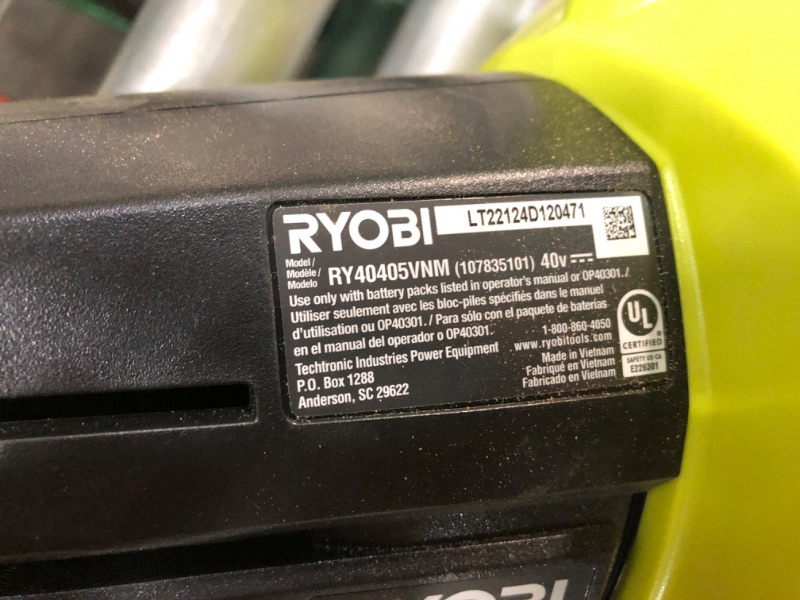 Photo 3 of * important * see clerk notes * 
RYOBI 40-Volt VacAttack Lithium-Ion Cordless Leaf Vacuum Mulcher with Metal Impeller,Variable Speed Dial