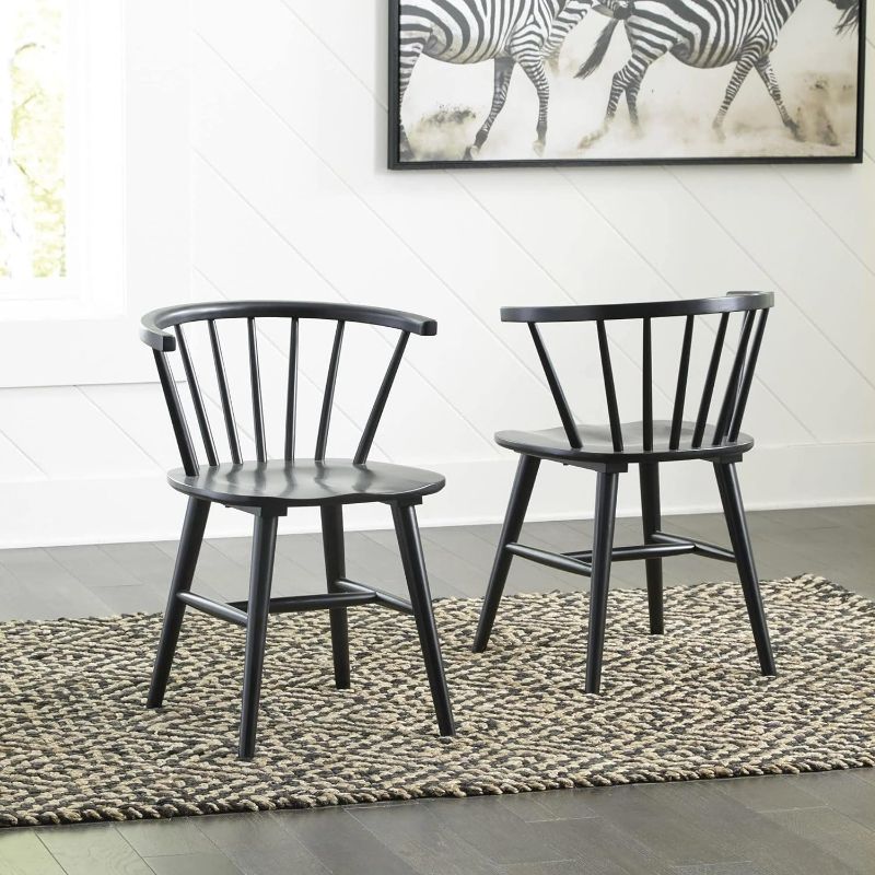 Photo 1 of (READ NOTES) Signature Design by Ashley Otaska Modern Farmhouse Spindle Dining Chair, Set of 2, Black