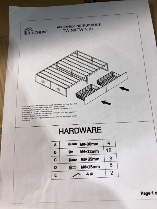 Photo 3 of  GAZHOME Twin XL Bed Frame with 2 XL Storage Drawers, 