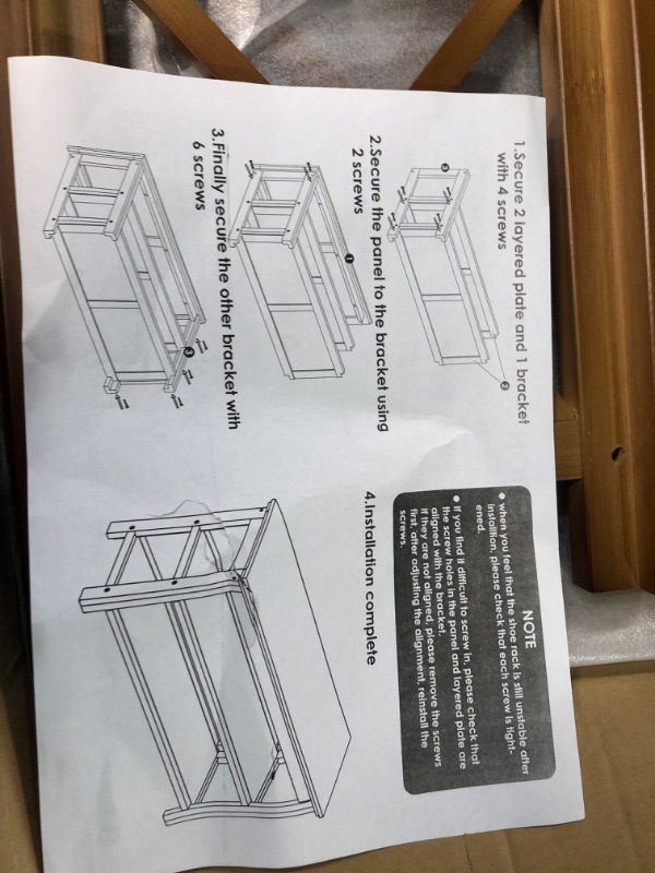 Photo 4 of ***USED - DAMAGED - POSSIBLY MISSING PARTS***
Bamworld Shoe Bench 3 Tier Bamboo Entryway Storage Benches Rustic Solid Wood Shoe Rack (R-Brown,39.4") 3T-39.4 IN