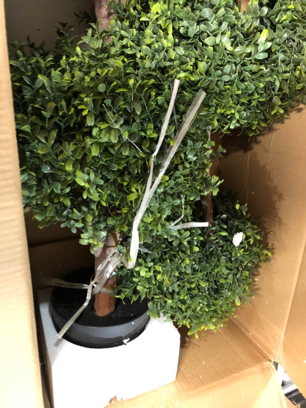 Photo 2 of ?Set of 2? Lifelike 3Ft arfiticial Double Ball Topiary Trees Outdoor Faux Topiary Tree for Out Door Porch Decor