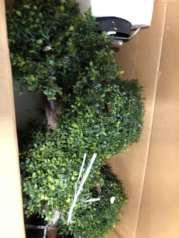 Photo 3 of ?Set of 2? Lifelike 3Ft arfiticial Double Ball Topiary Trees Outdoor Faux Topiary Tree for Out Door Porch Decor