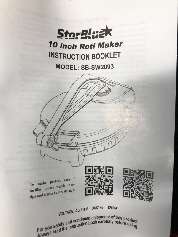 Photo 4 of 10inch Roti Maker by StarBlue with FREE Roti Warmer - The automatic Stainless Steel Non-Stick Electric machine to make Indian style Chapati, Tortilla, Roti AC 110V 50/60Hz 1200W