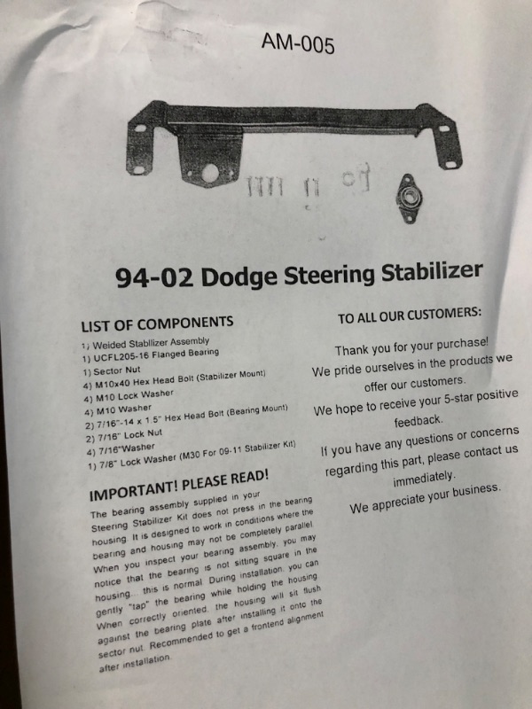 Photo 3 of ECOTRIC Steering Gear Box Stabilizer Bar Compatible with 1994-2002 Dodge Ram 1500 2500 3500 4WD 4x4 Replace Number for #1032004