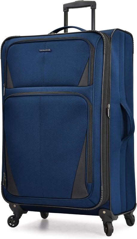 Photo 1 of ***TORN NEAR ZIPPER***
U.S. Traveler Aviron Bay Expandable Softside Luggage with Spinner Wheels, Navy Blue