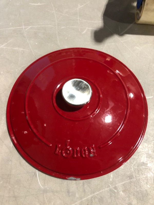 Photo 3 of ***DAMAGED - PAINT CHIPPED - SEE PICTURES***
Lodge 6.5 Quart Enameled Cast Iron Dutch Oven with Lid – Dual Handles Red