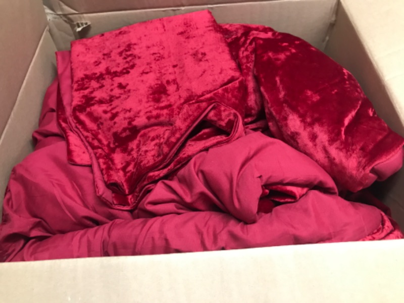 Photo 2 of WRENSONGE Velvet Comforter Set Full Size, 3 Pieces Wine Red Luxury Crushed Velvet Bedding Sets Full, All Season Soft Warm Velvet Full Size Comforter Sets, Lightweight, Washable Burgundy Full(80"*90")