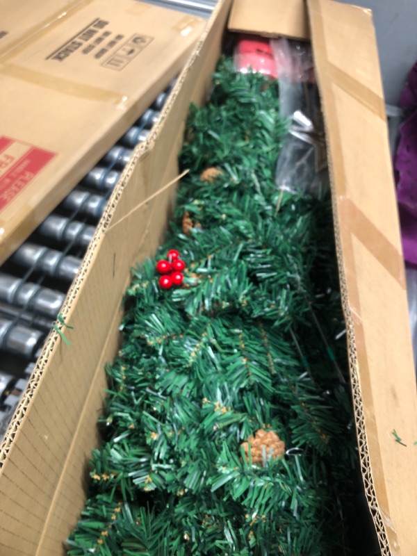 Photo 1 of 6ft Prelit Christmas Tree with 350 Warm & Colorful Lights(11 Modes) | Pre-Decorated Pre Lit Spruce Artificial 6 Feet Xmas Tree with 900 Tips, 25 Pinecones, 25 Berries, Gloves, Storage Bag, Metal Base