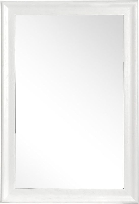 Photo 2 of Tanmicoshomy Rectangle Mirrors for Wall 24x36 Inch, White Wood Framed Wall Mirror with Tempered Glass,Shatter-Proof Mirror for Bathroom Living Room Office or Hallway (White, 24x36 in)